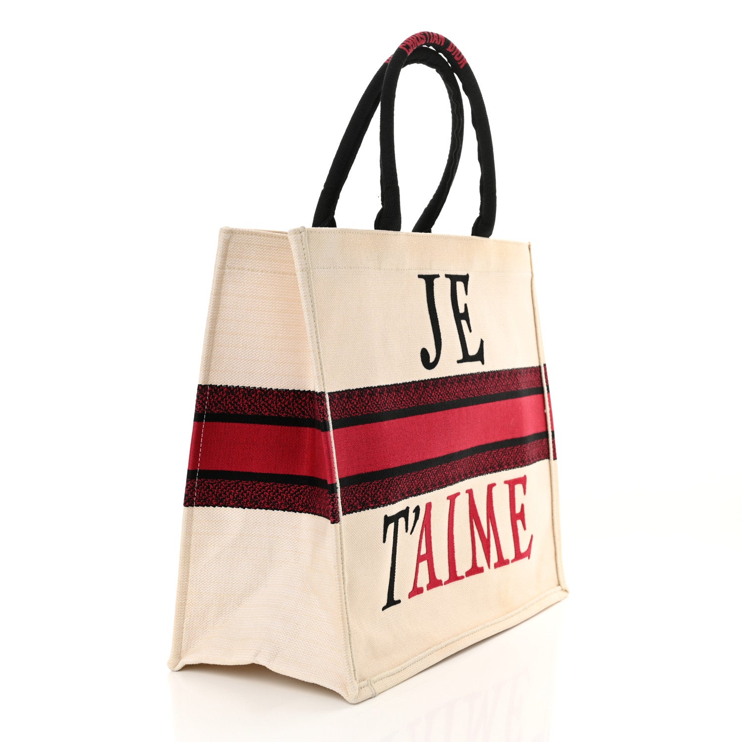 Christian Dior Canvas DiorAmour Chinese Valentines Je T’aime Large Book Tote White Red 3 of 17