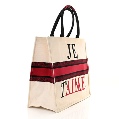 Christian Dior Canvas DiorAmour Chinese Valentines Je T’aime Large Book Tote White Red 3 of 17