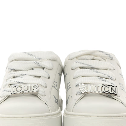 Louis Vuitton Calfskin Monogram Debossed Time Out Sneakers 36 White Silver 5 of 10