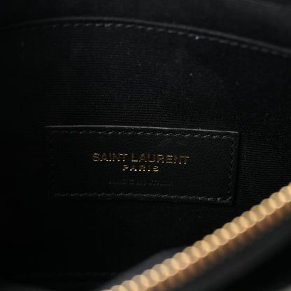 Saint Laurent Grain De Poudre Chevron Monogram Bill Pouch Black 6 of 7