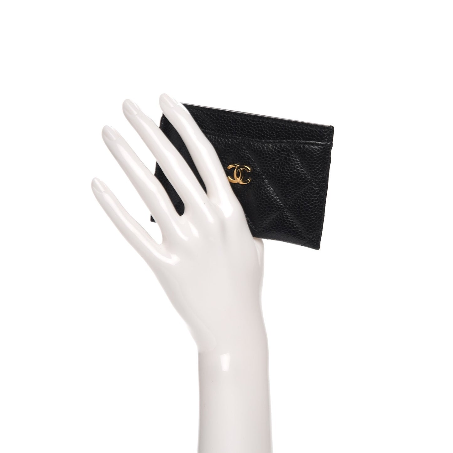 Caviar Quilted Card Holder Black