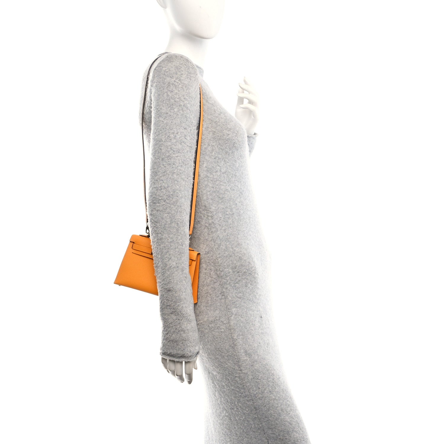 Hermes Epsom Horseshoe Mini Kelly Sellier 20 Jaune D'Or Bleu Glacier 2 of 11