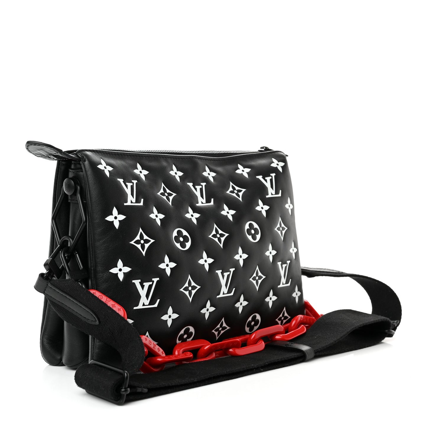Lambskin Embossed Monogram Coussin PM Black White