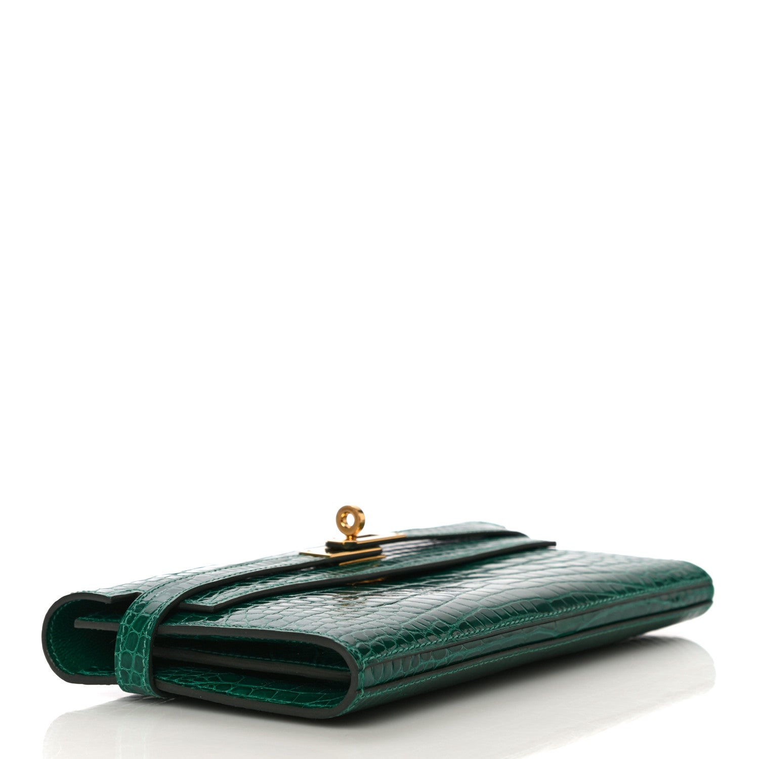 Hermes Shiny Alligator Kelly Longue Wallet Vert Emeraude 4 of 10