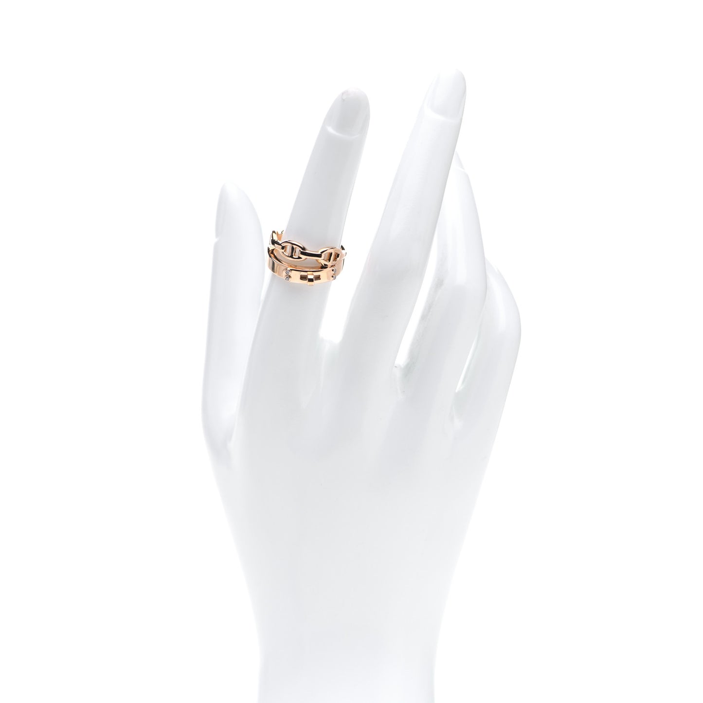 18K Rose Gold Diamond Kelly Double Tour Ring 53 6.25