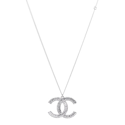 Chanel Baguette Crystal Large CC Necklace Silver 1 of 6
