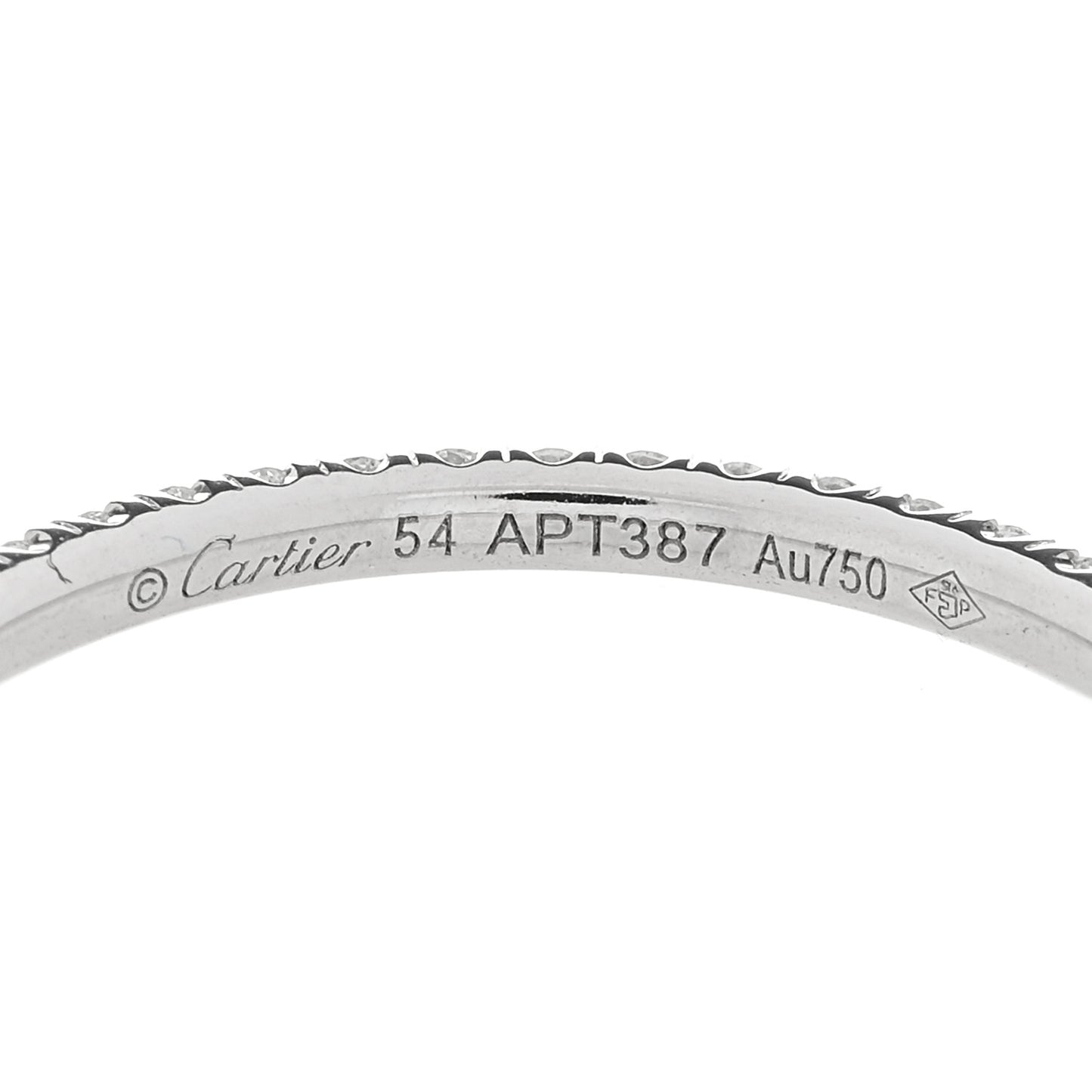 18K White Gold Diamond 1.5mm Étincelle de Cartier Wedding Band Ring 54 6.75