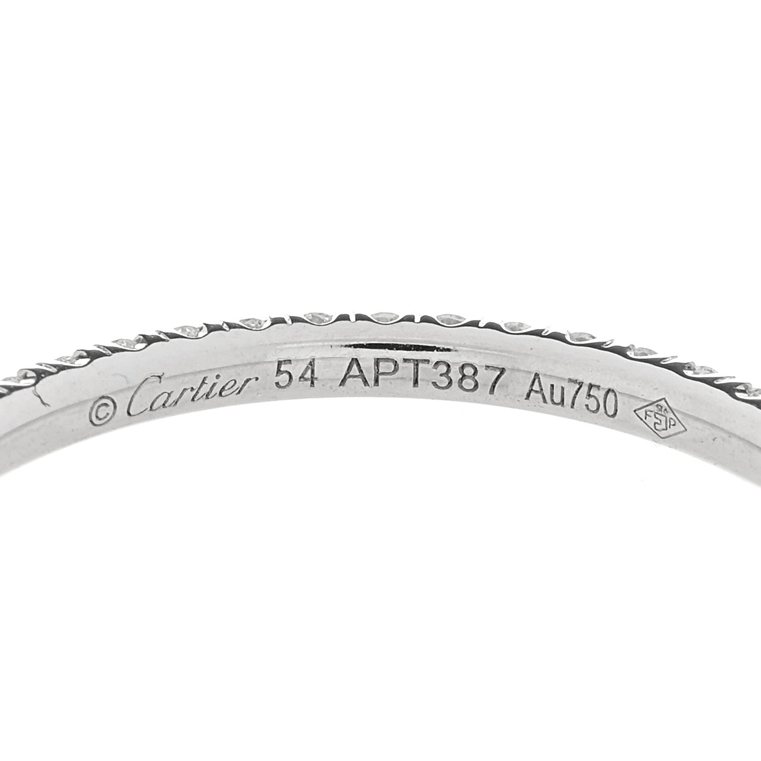 Cartier 18K White Gold Diamond 1.5mm Étincelle de Cartier Wedding Band Ring 54 6.75 4 of 5