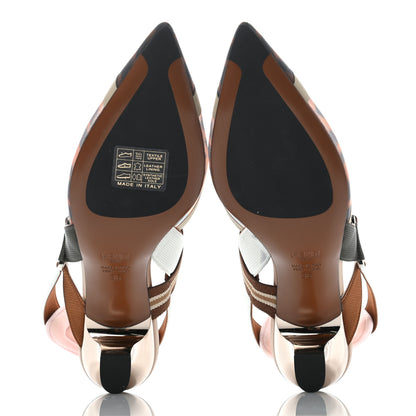 Fendi Technical Mesh FF Colibri 55mm Slingback Pumps 36 Tobacco Moro Camelia Beige Caramello 5 of 7