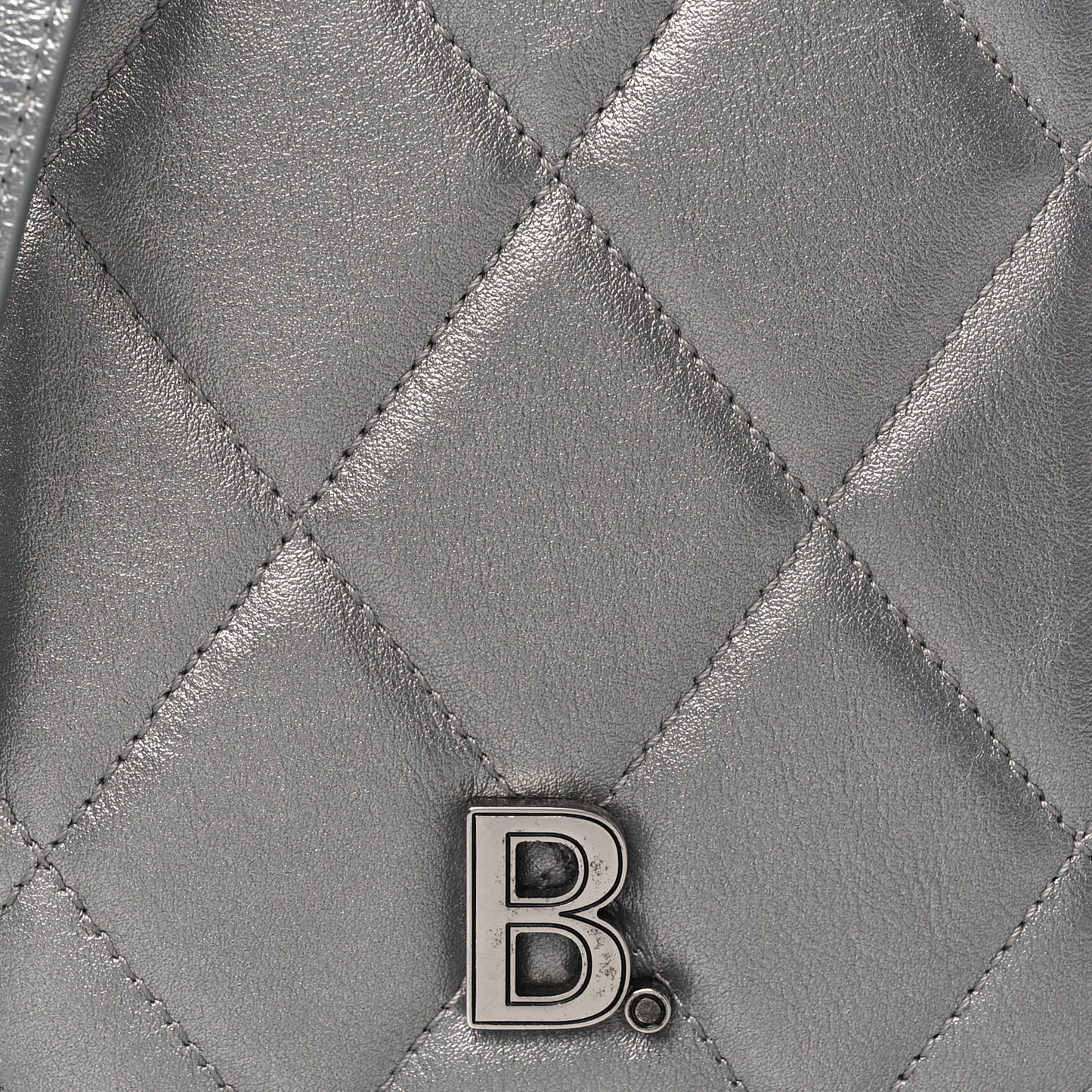 Metallic Nappa Calfskin Quilted Touch B Phone Holder Bag Silver