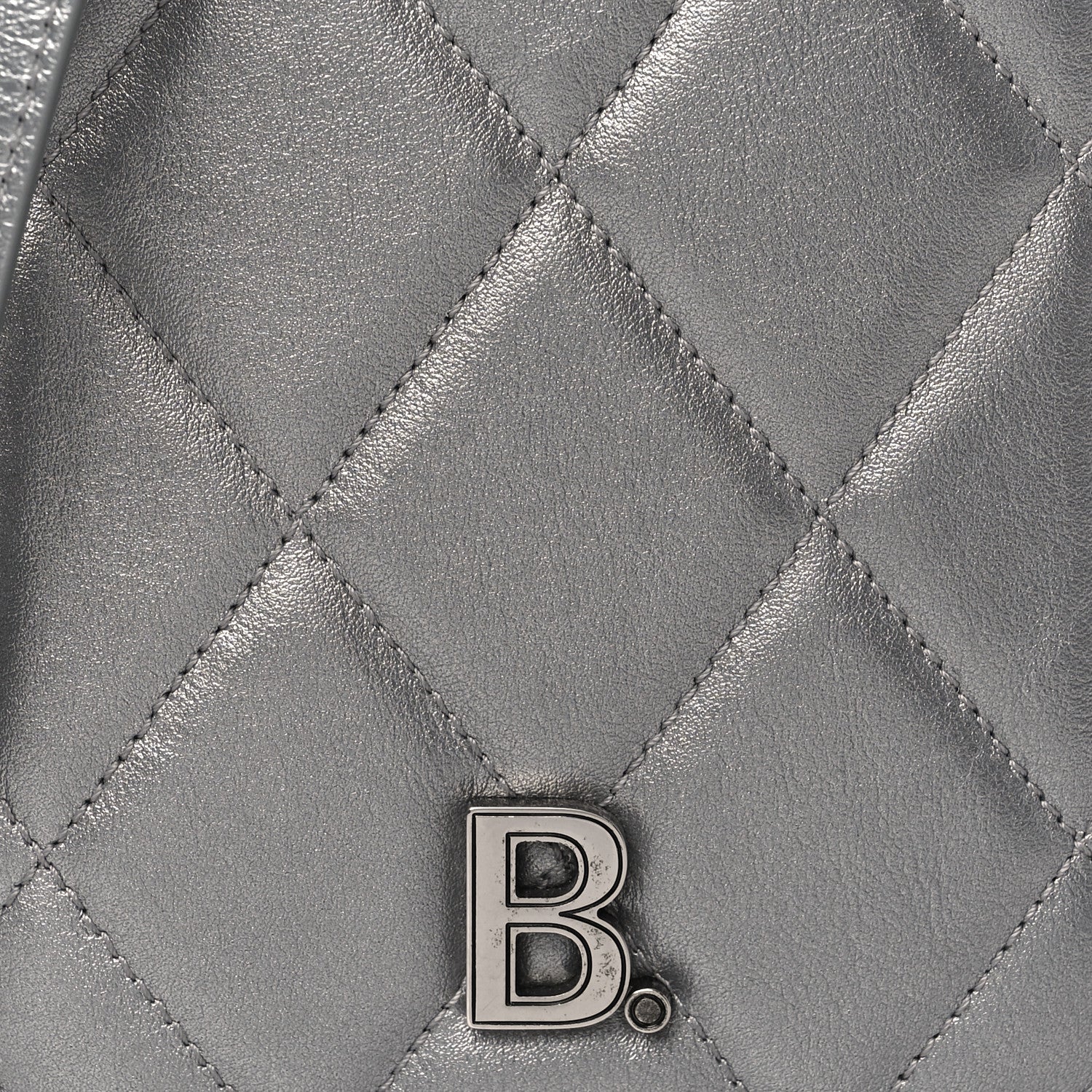 Balenciaga Metallic Nappa Calfskin Quilted Touch B Phone Holder Bag Silver 7 of 11