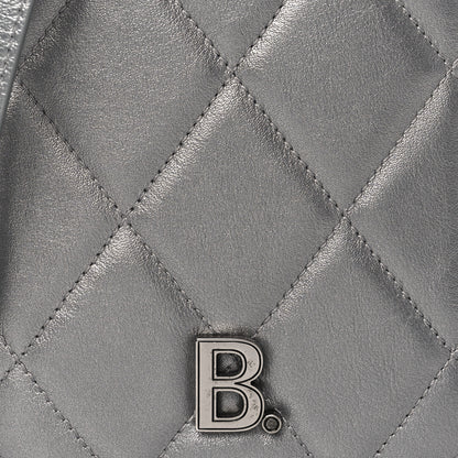 Balenciaga Metallic Nappa Calfskin Quilted Touch B Phone Holder Bag Silver 7 of 11