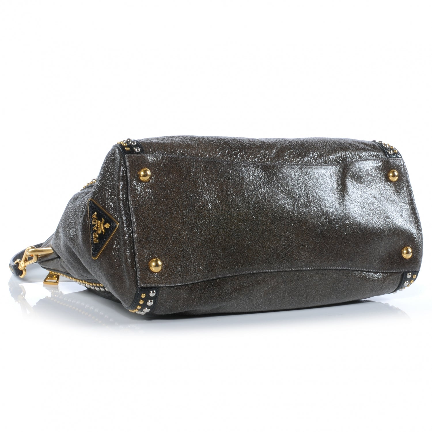 Prada Crackled Studded Tote 4 of 8