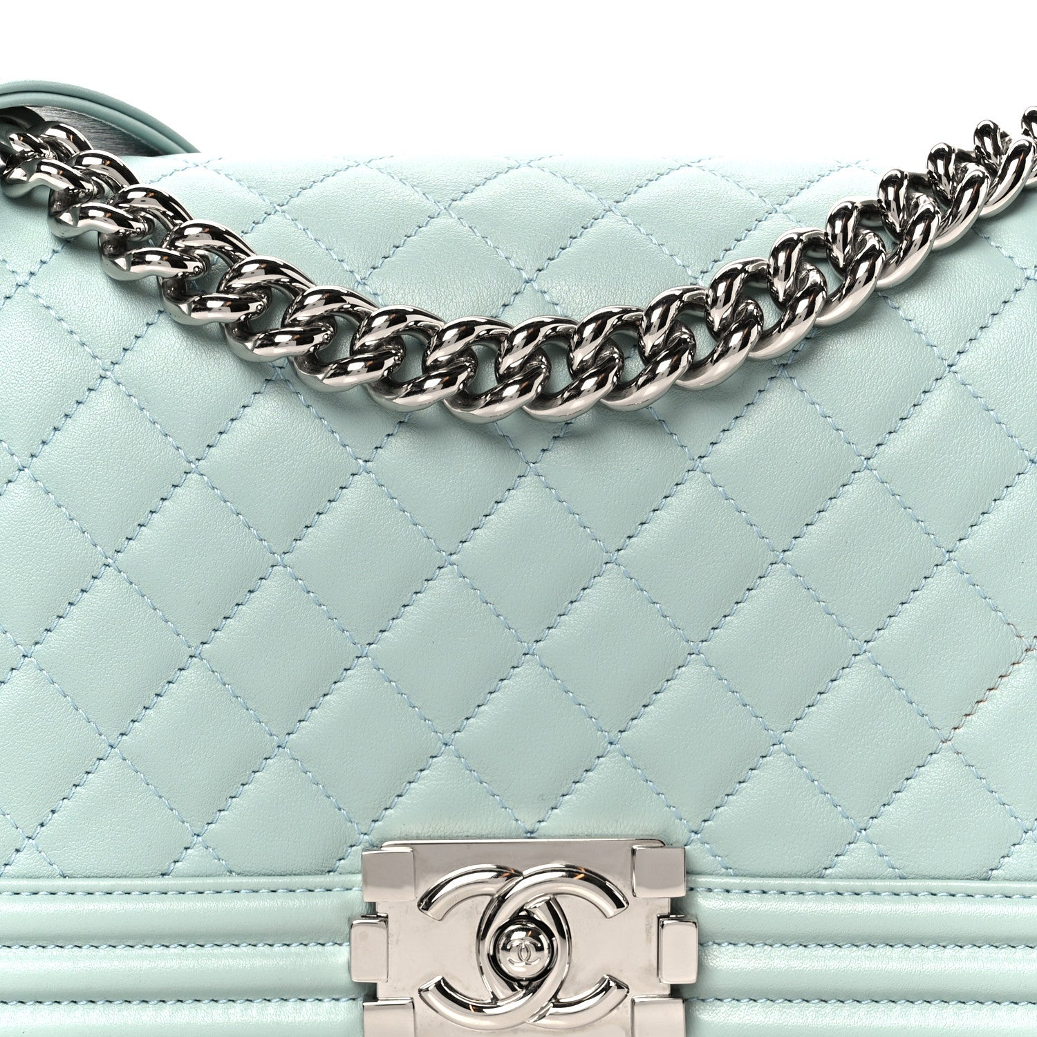 Chanel Calfskin Quilted Medium Boy Flap Light Blue 8 of 11