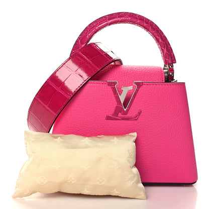 Louis Vuitton Taurillon Crocodile Capucines Mini Rose Pondichery 3 of 10