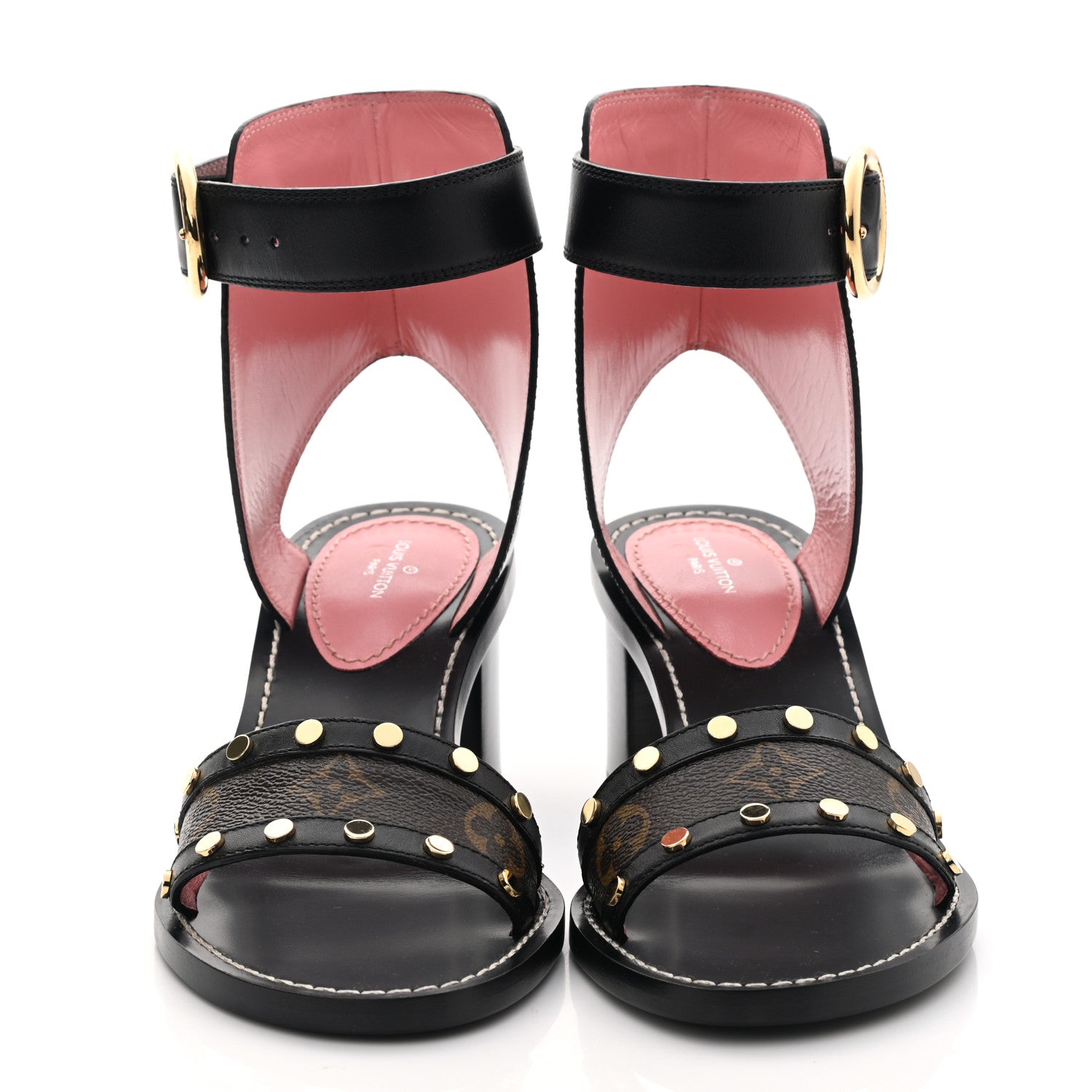 Louis Vuitton Calfskin Monogram Passenger Sandals 37.5 Black 2 of 8
