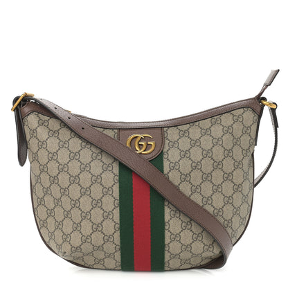 Gucci GG Supreme Monogram Web Small Ophidia Half Moon Hobo Brown 1 of 10