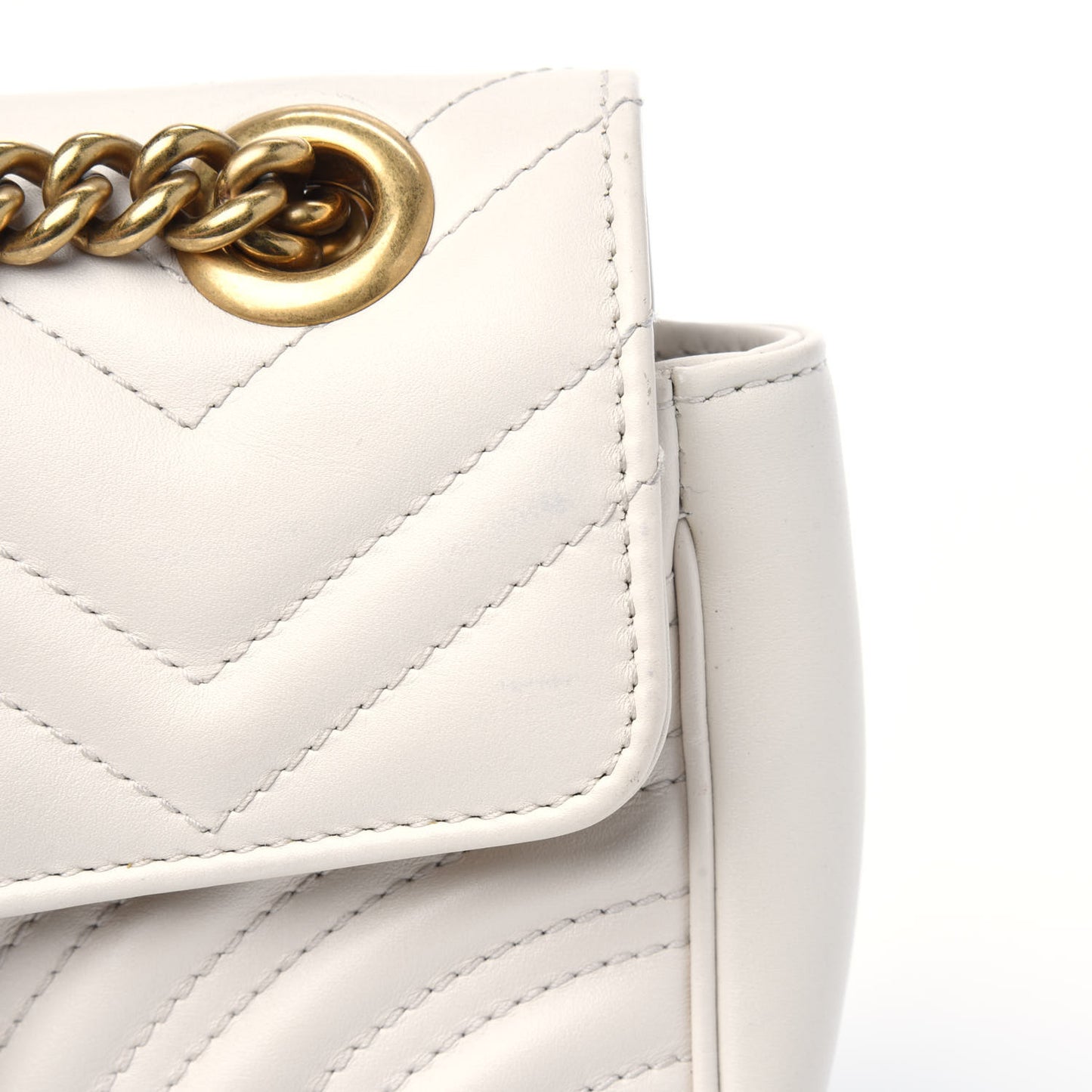Calfskin Matelasse Mini GG Marmont Shoulder Bag White