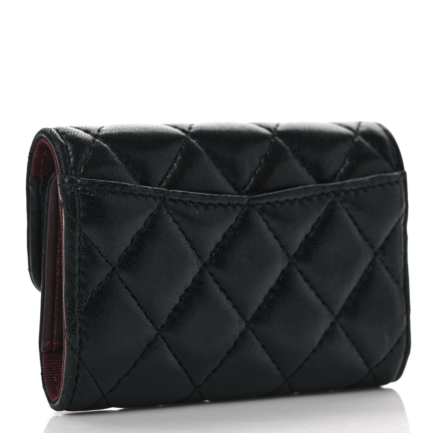 Lambskin Quilted 4 Key Holder Black