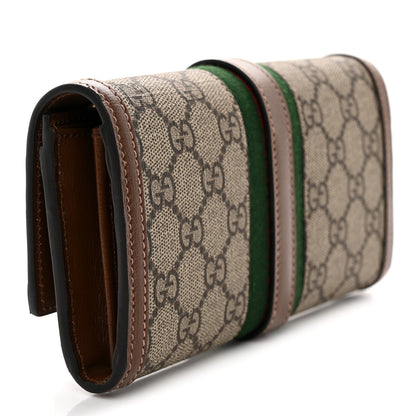 Gucci GG Supreme Monogram Azalea Calfskin Web Jackie 1961 Chain Wallet Beige Ebony Brown Sugar 3 of 8
