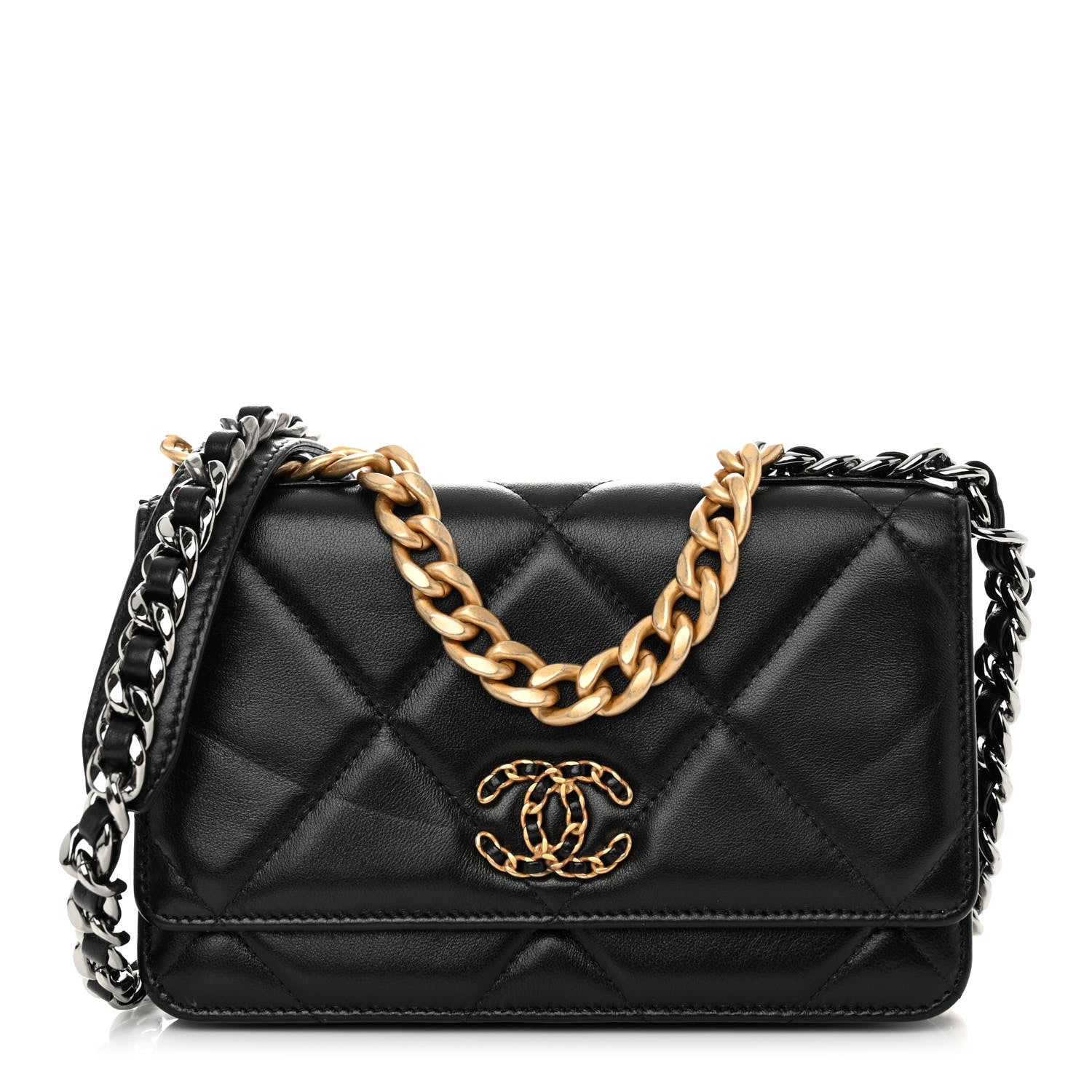 Chanel Lambskin Quilted Chanel 19 Wallet On Chain WOC Black 1 of 13