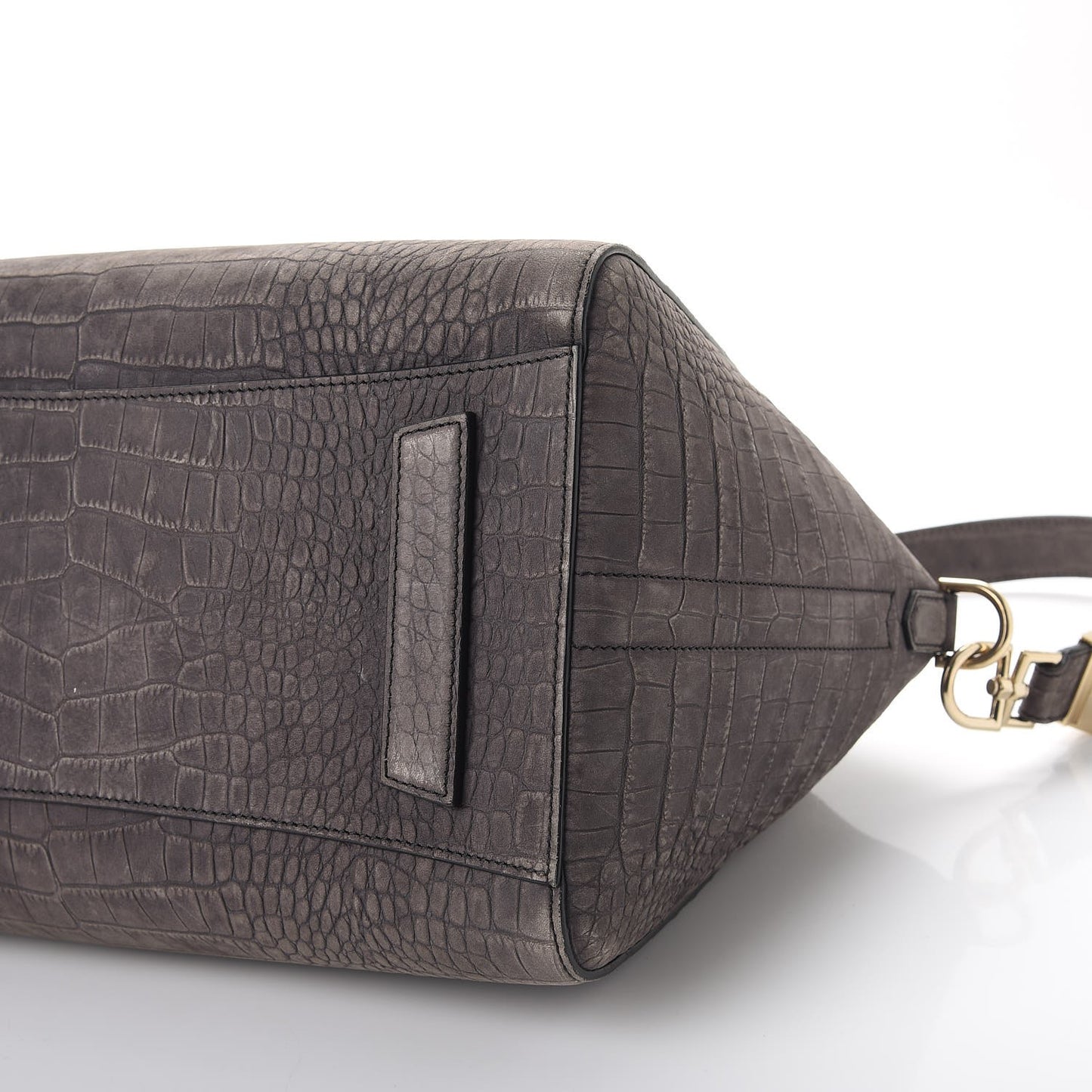 Nubuck Crocodile Embossed Medium Antigona Washed Black