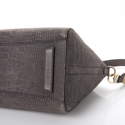 Givenchy Nubuck Crocodile Embossed Medium Antigona Washed Black 10 of 14