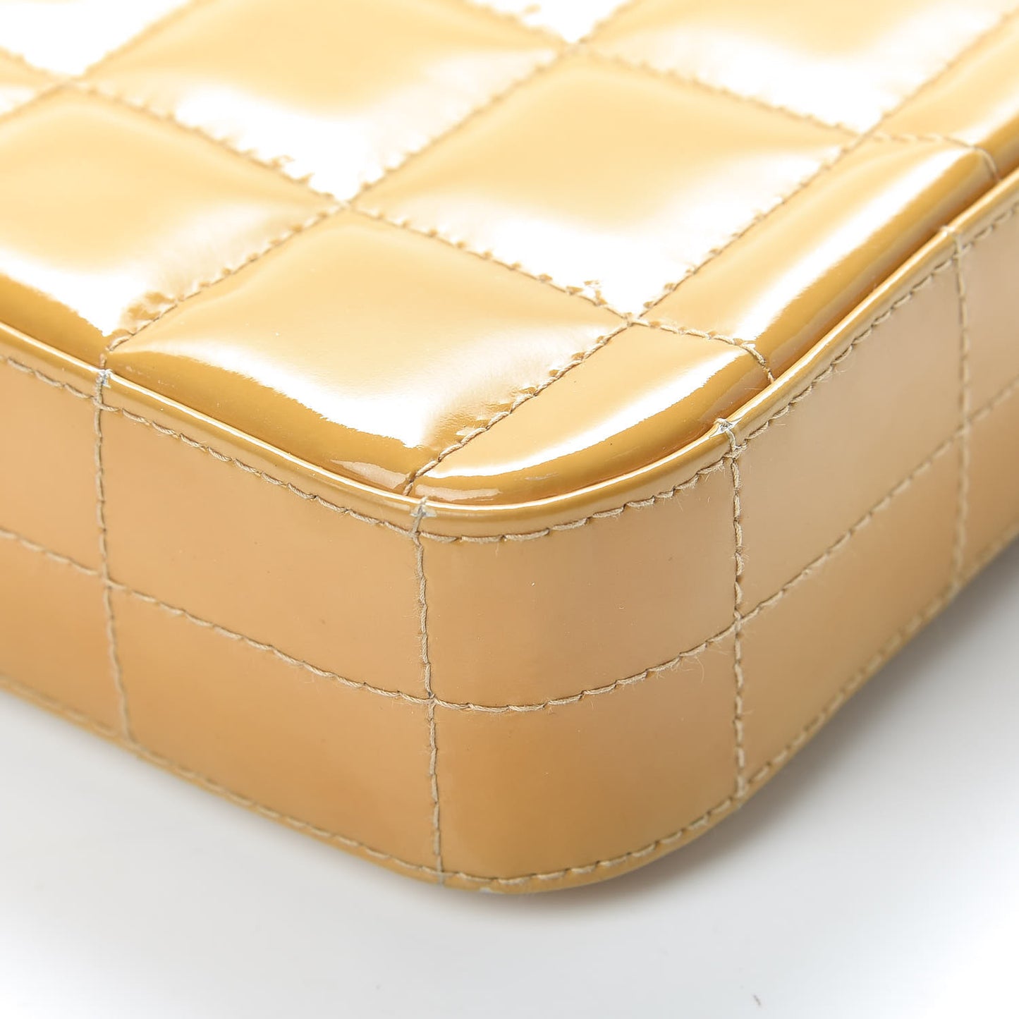 Patent East West Chocolate Bar Flap Beige