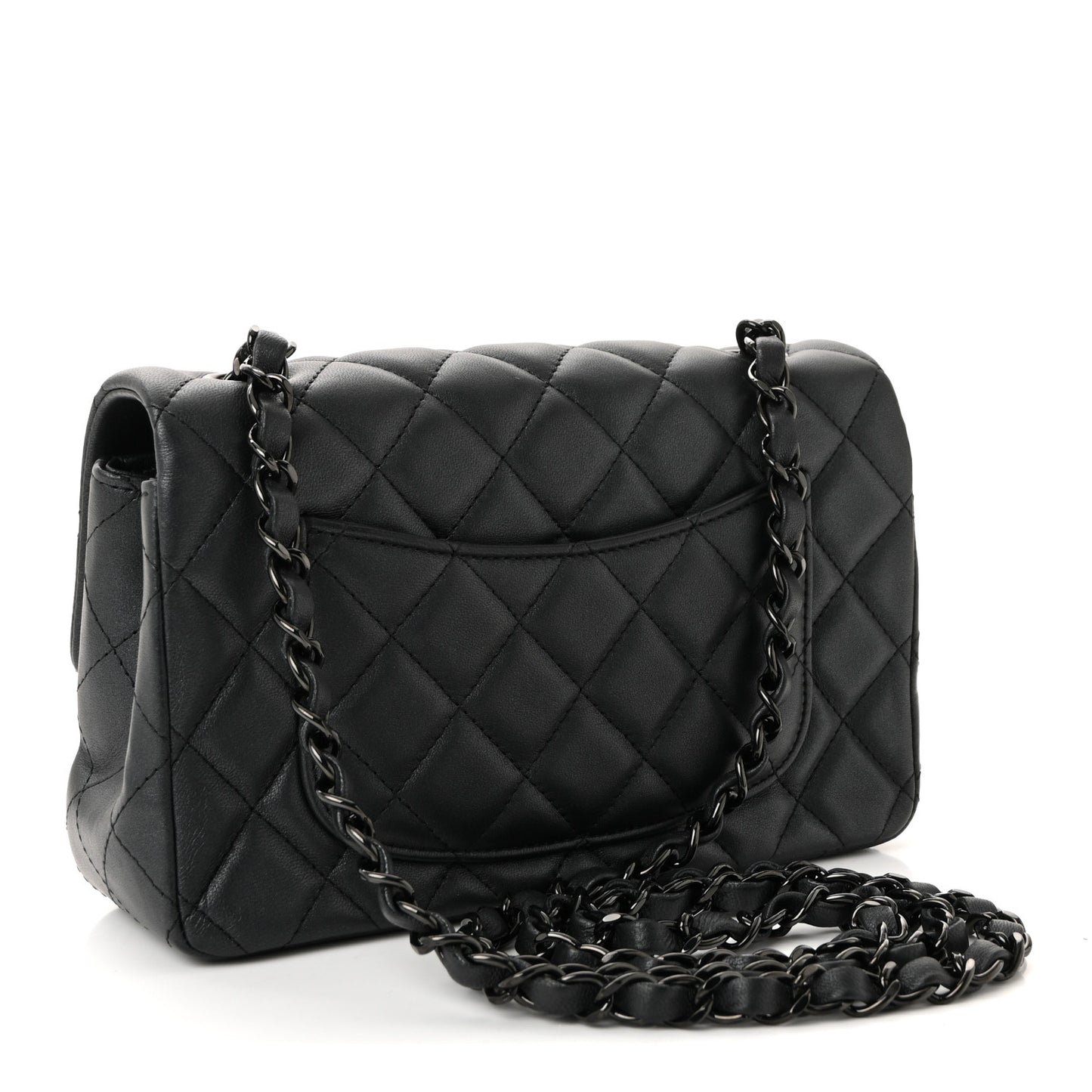 Lambskin Quilted Mini Rectangular Flap So Black