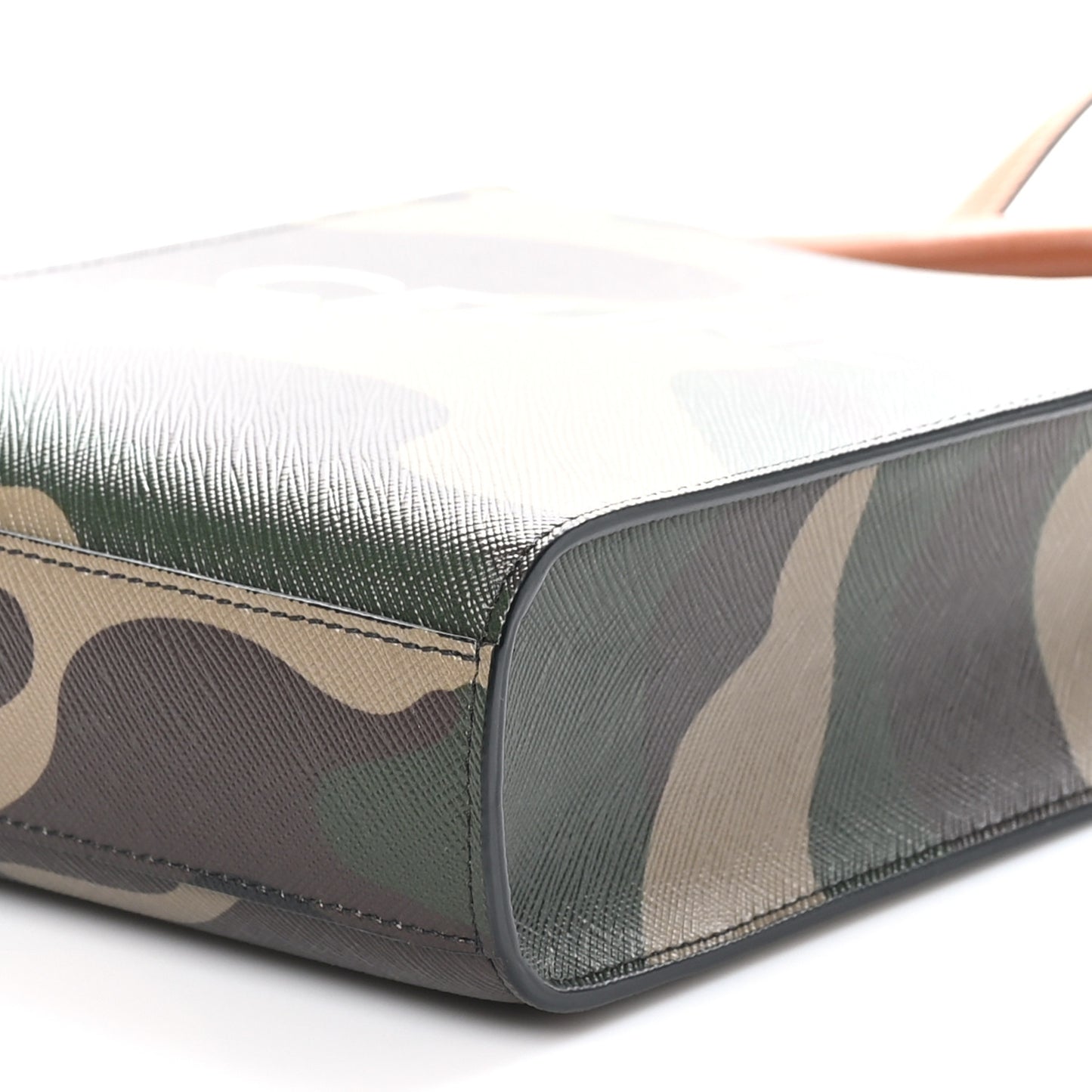 Canvas Calfskin Mini Vertical Cabas Khaki