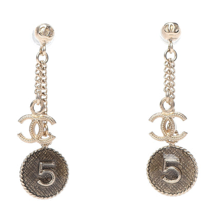 Chanel Enamel N°5 CC Drop Earrings Gold 1 of 3