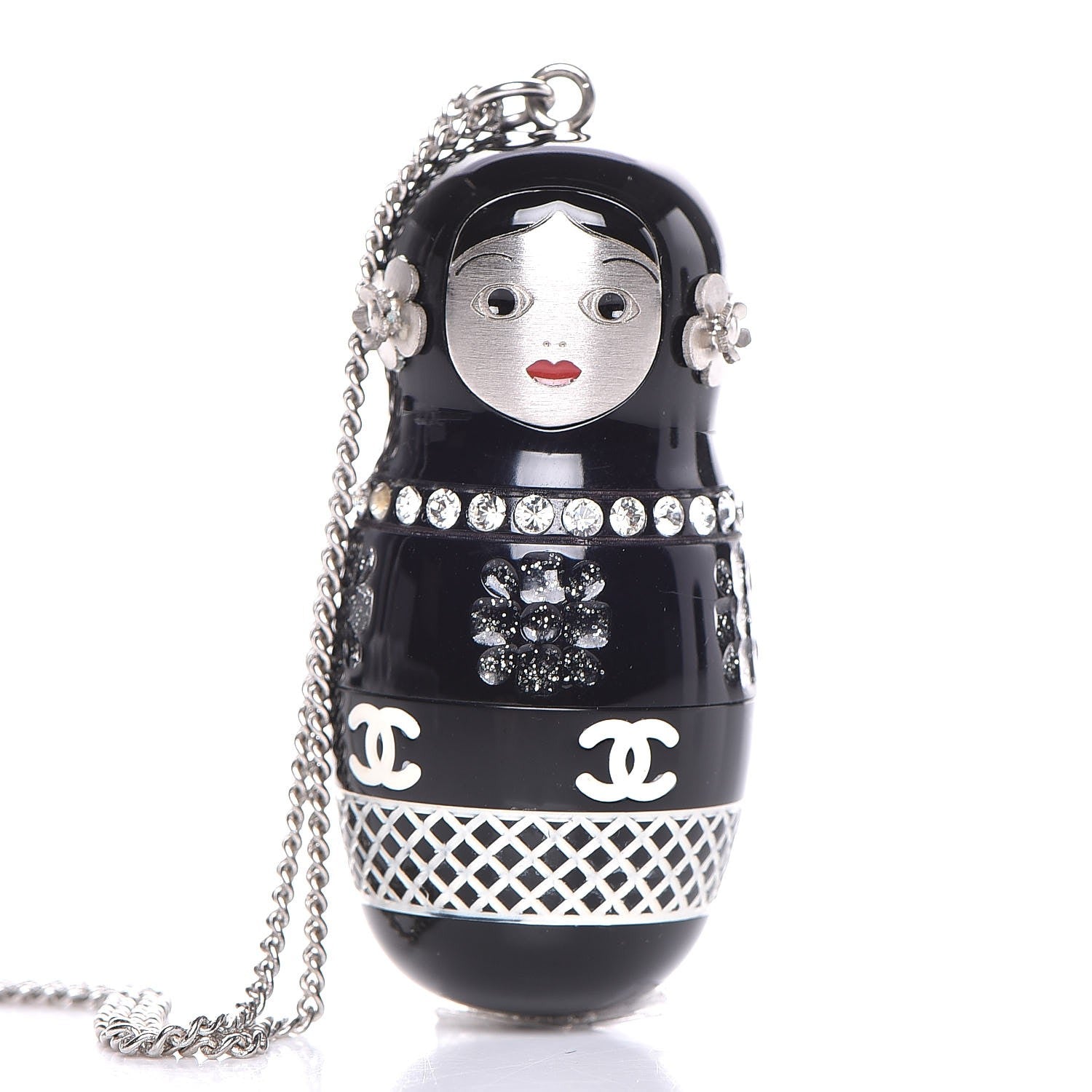 Chanel Resin Matryoshka Russian Doll Necklace Black 4 of 6