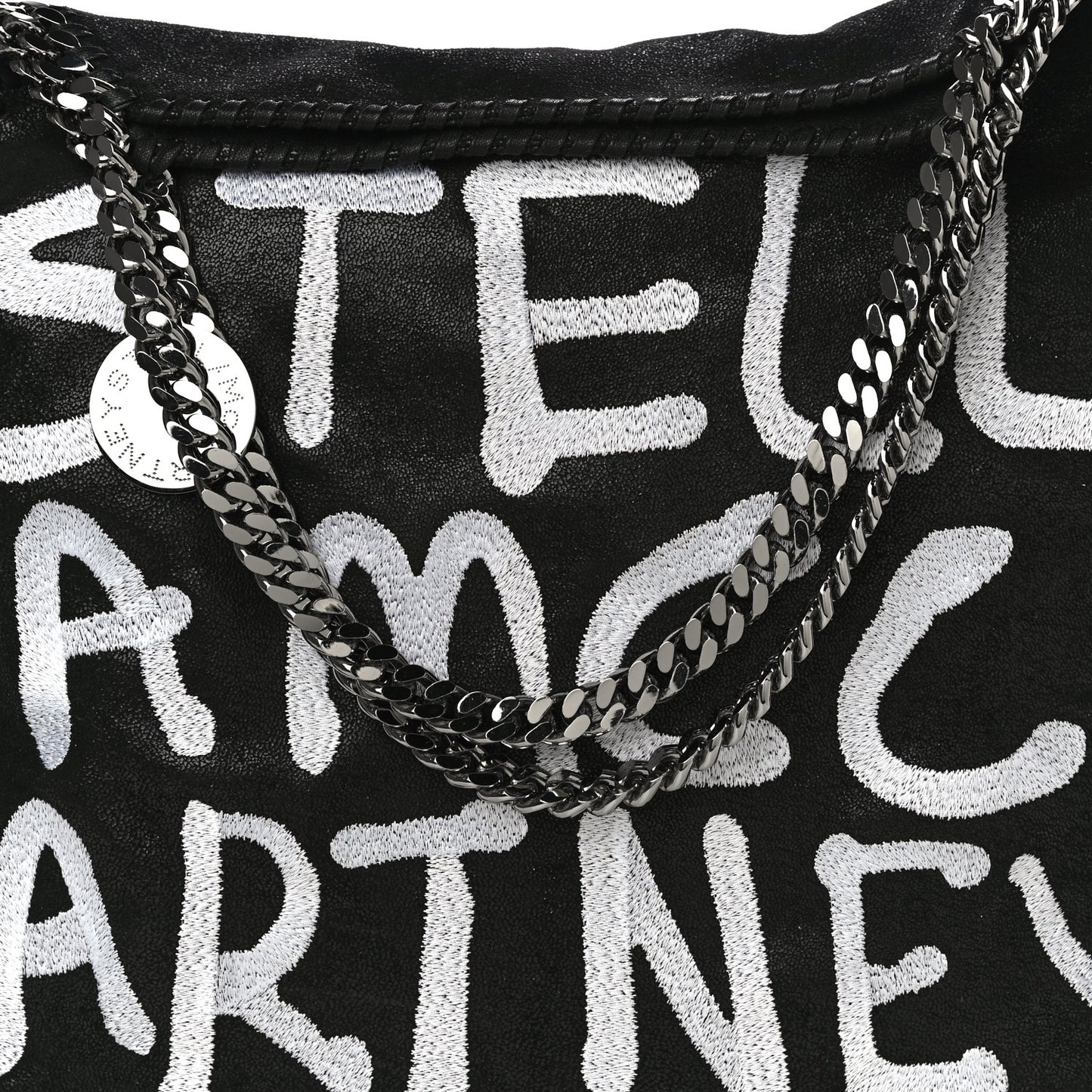 X ED CURTIS Shaggy Deer Logo Embroidered Large Falabella Black