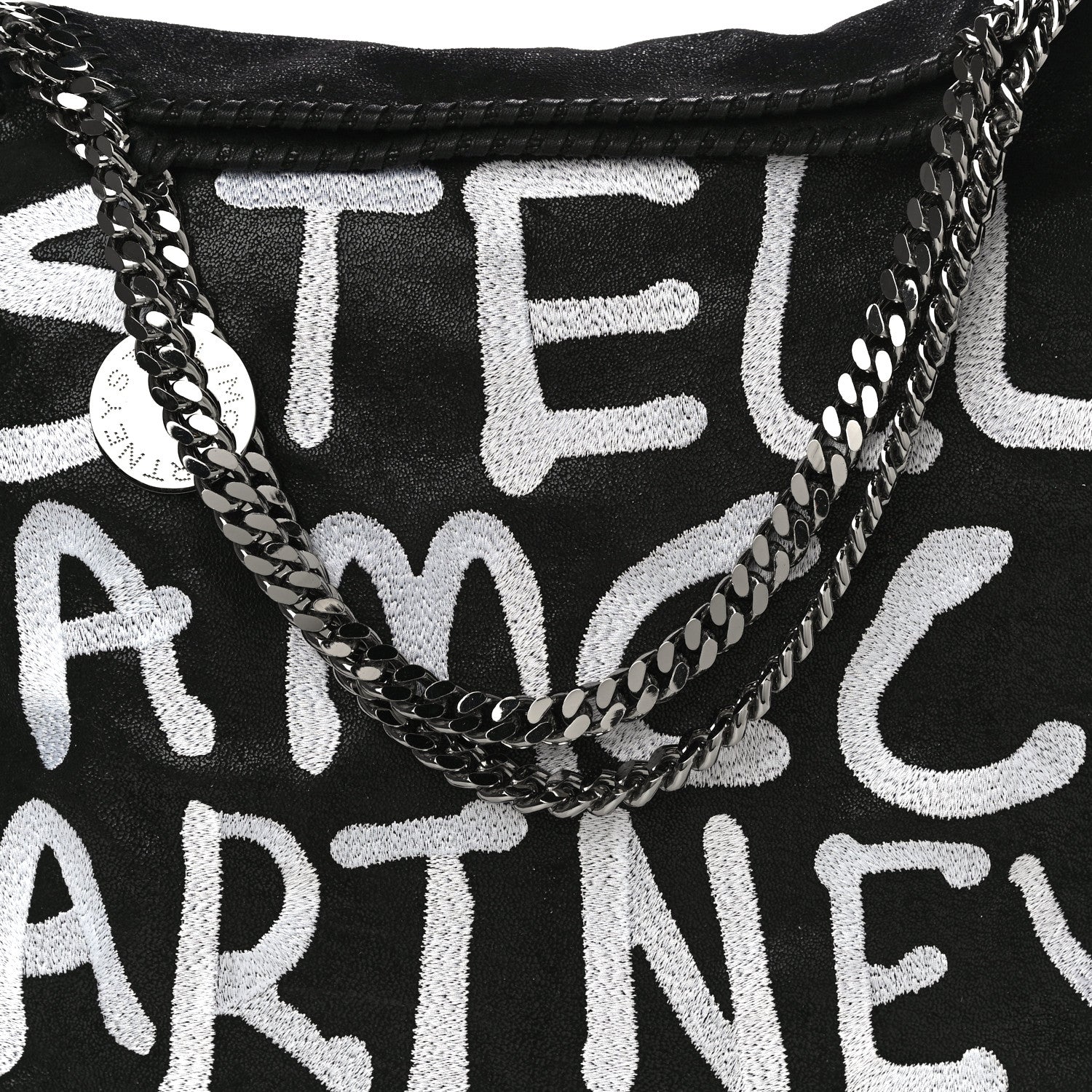 Stella McCartney X ED CURTIS Shaggy Deer Logo Embroidered Large Falabella Black 8 of 10