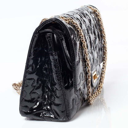 Chanel Crackled Patent Calfskin Puzzle 2.55 Reissue 226 Flap Black 3 of 10