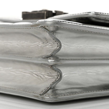 Chanel Metallic Goatskin Quilted North South Boy Flap Silver 10 of 12