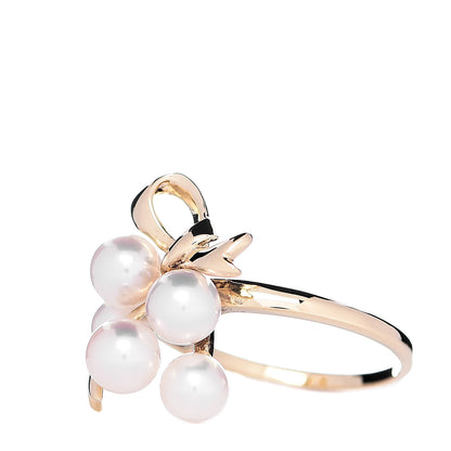Mikimoto 18K Yellow Gold Akoya Pearl 4.5-5mm Ribbon Ring 53 6.25 3 of 5