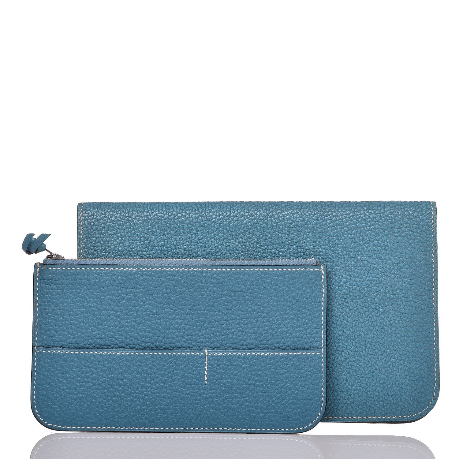 Hermes Taurillon Clemence Dogon Duo Wallet Blue Jean 9 of 9