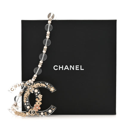 Chanel Resin Pearl Crystal Beaded CC Pendant Short Necklace Gold Pink 5 of 5