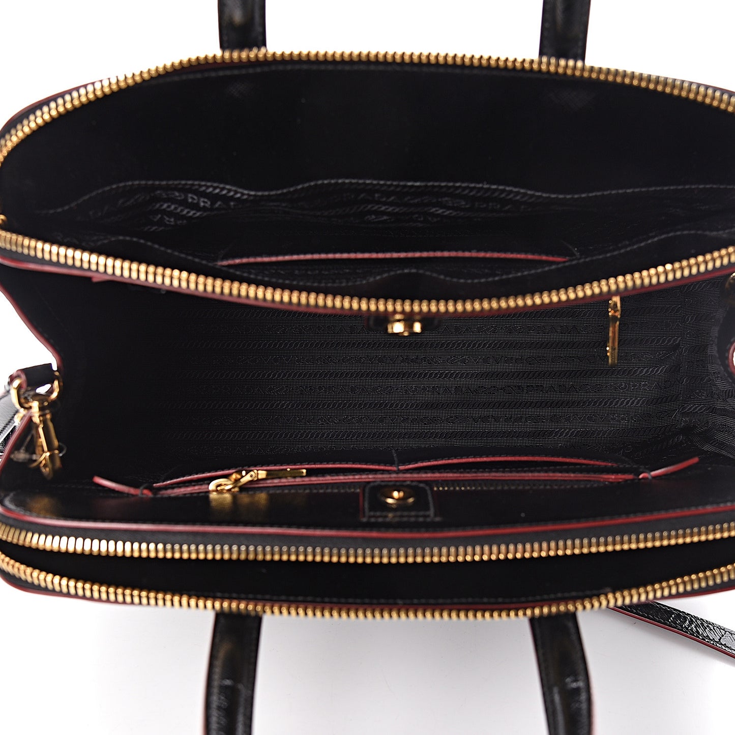 Saffiano Vernice Double Zip Tote Black