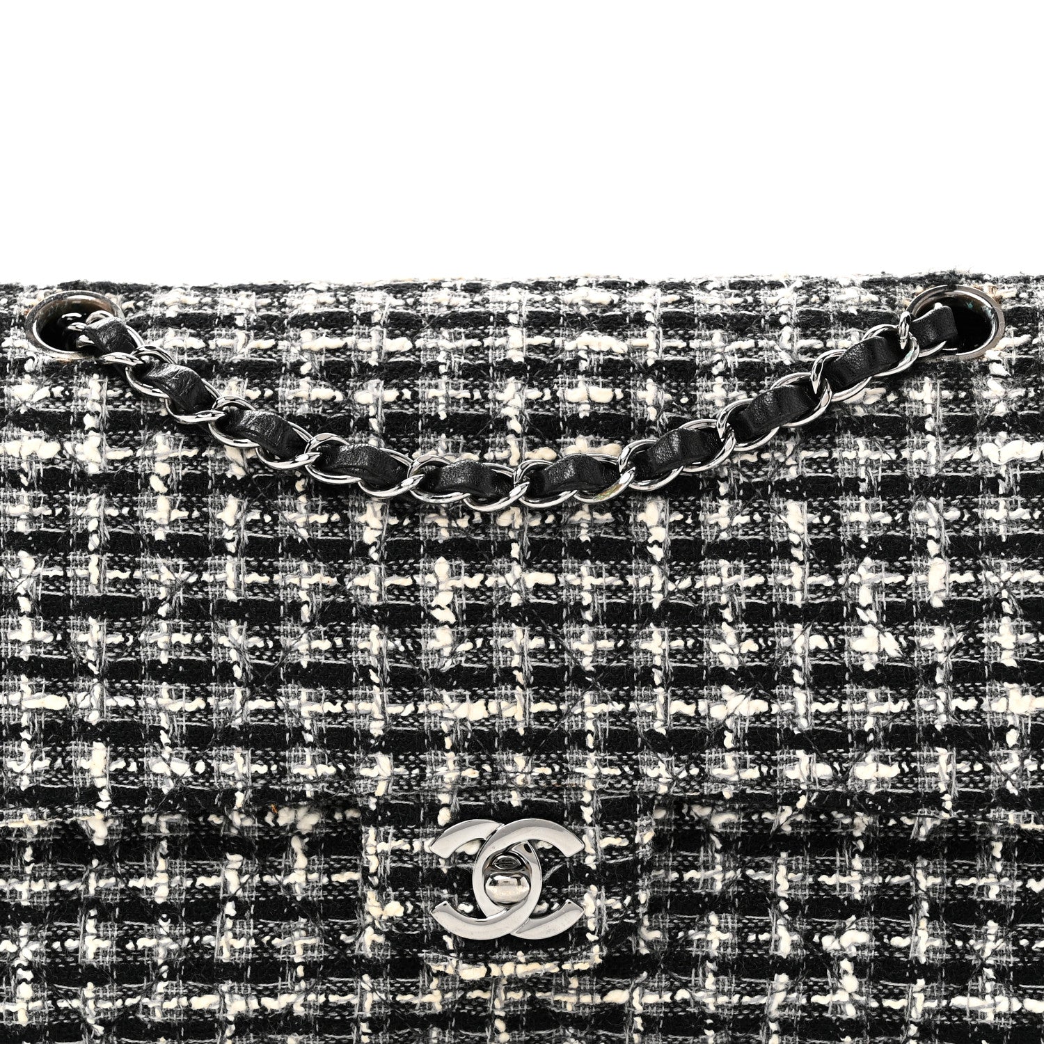 Chanel Tweed Quilted Medium Double Flap Black 1855883 – FASHIONPHILE