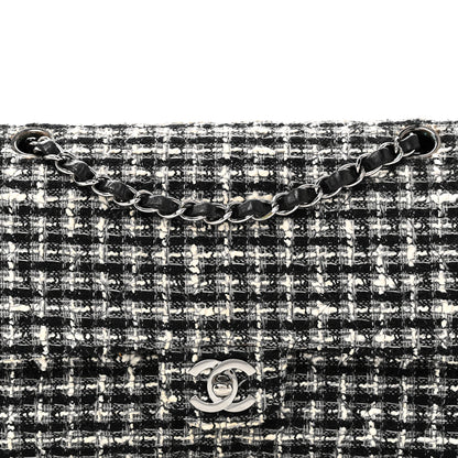 Chanel Tweed Quilted Medium Double Flap Black 8 of 10