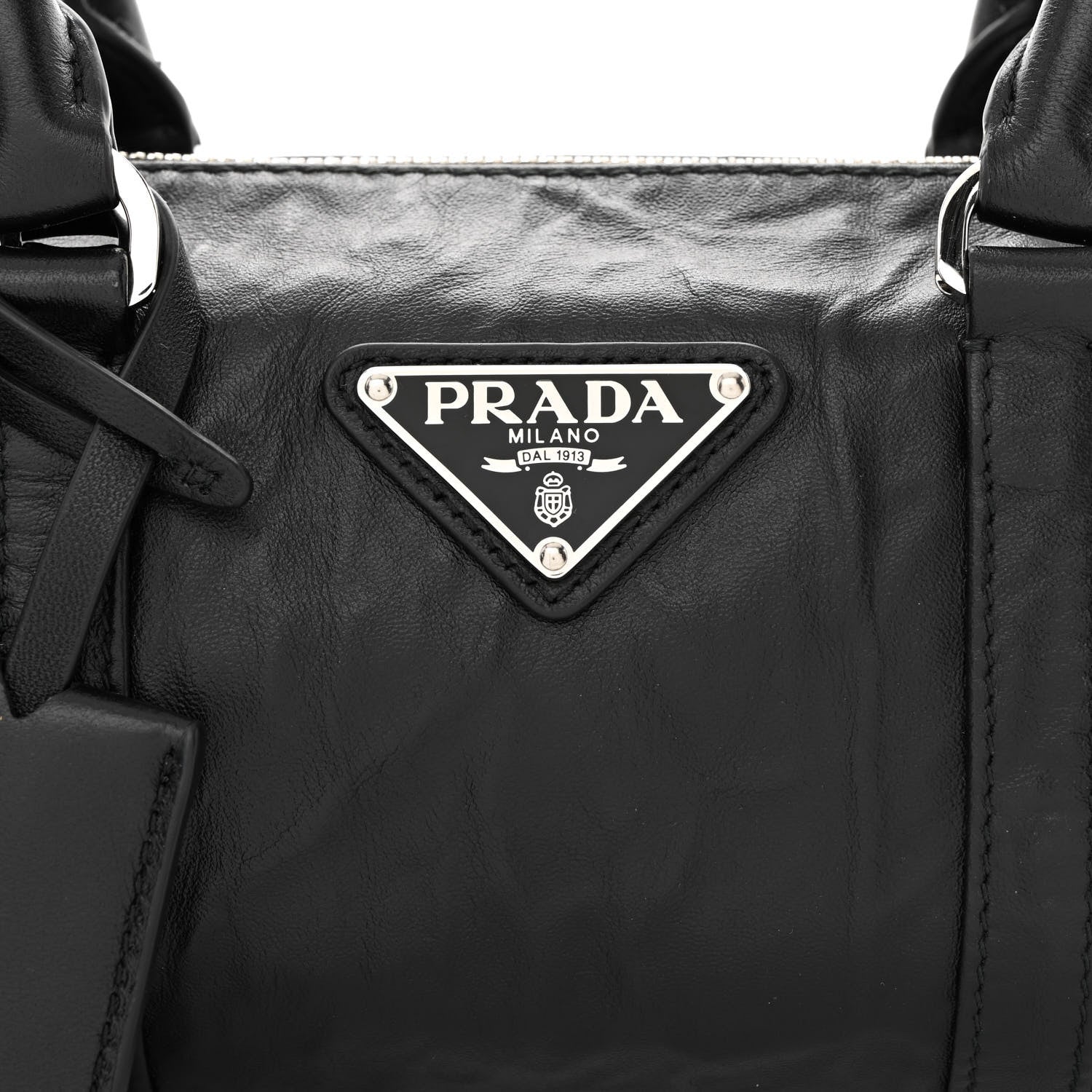 Prada Nappa Antique Re-Edition 2002 Barrel Shoulder Bag Black 11 of 13