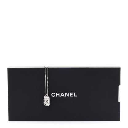 Chanel Crystal Baguette CC Mirror Pendant Necklace Silver 6 of 6