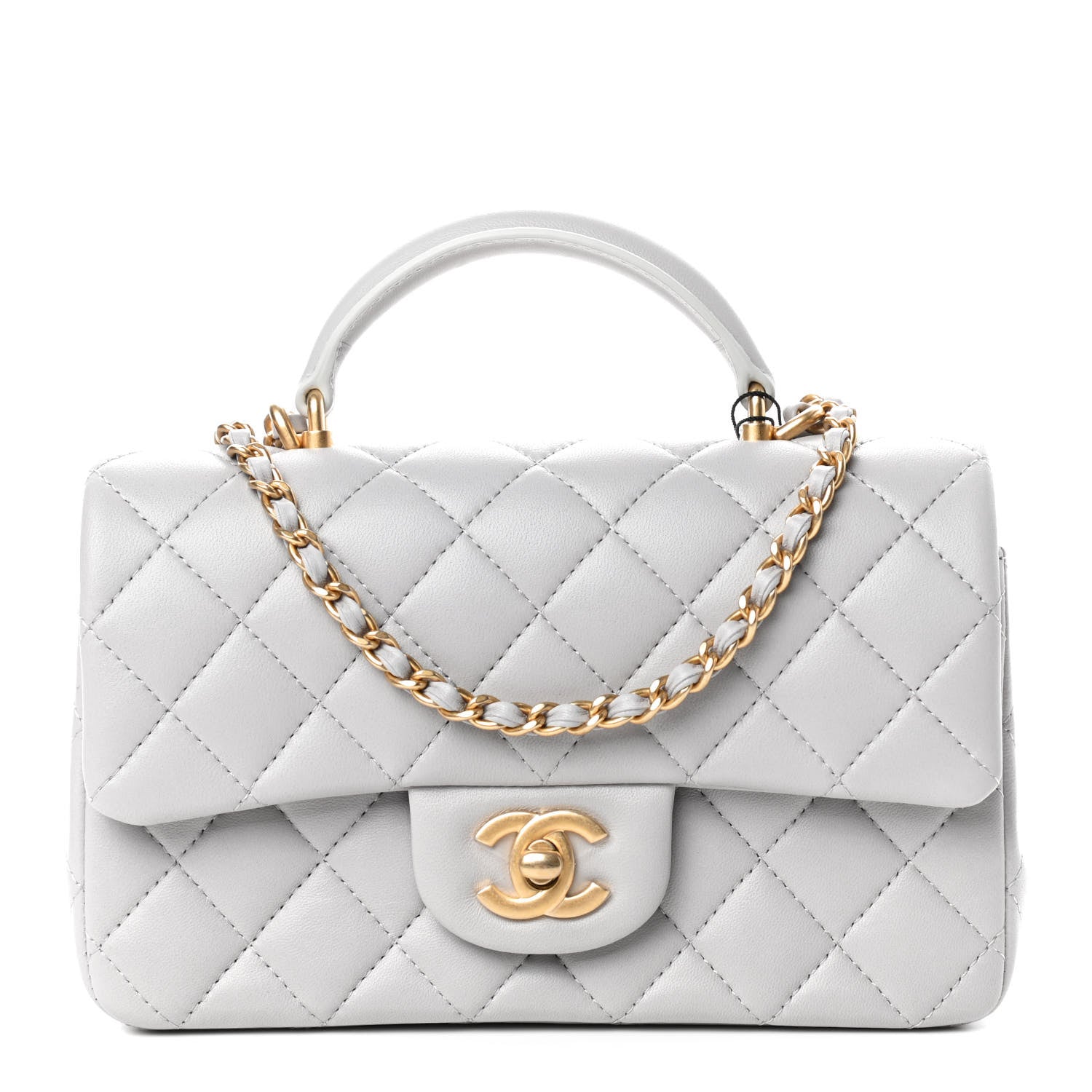 Chanel Lambskin Quilted Mini Top Handle Rectangular Flap Grey 1 of 12