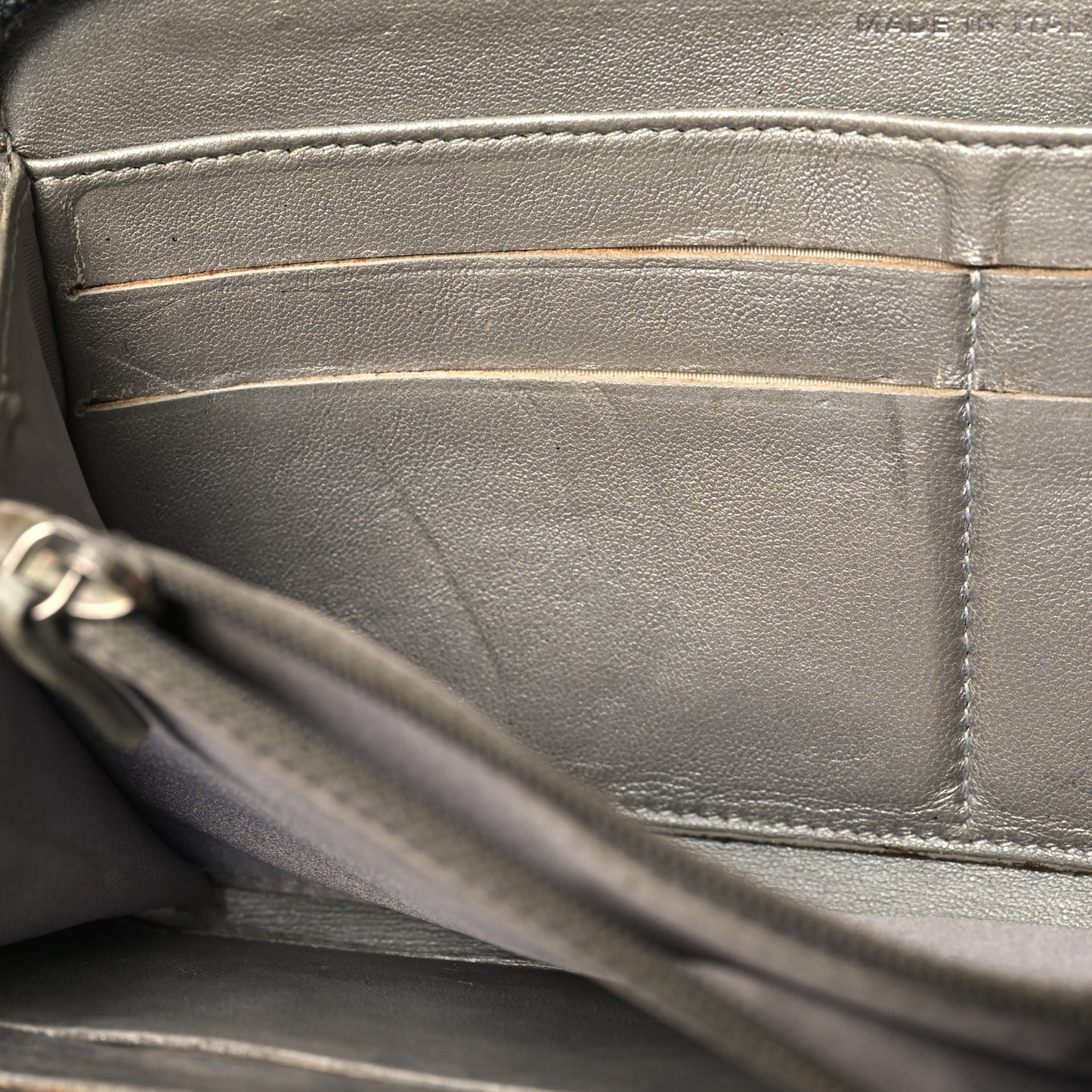 Lambskin Camellia Embossed Large Zip Around Gusset Wallet Black