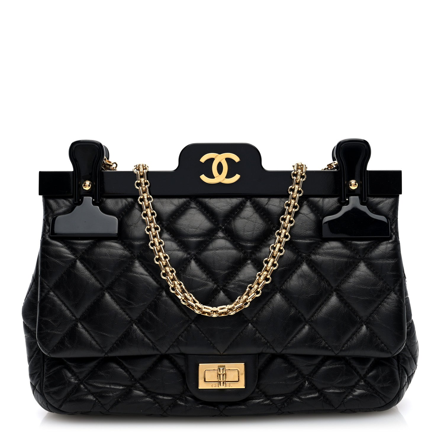 Chanel Aged Calfskin Quilted 2.55 Reissue 225 Hanger Flap Black 1 of 10