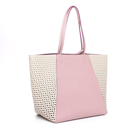 Louis Vuitton Calfskin Perforated Lockme Cabas Rose Poudre Creme 2 of 9