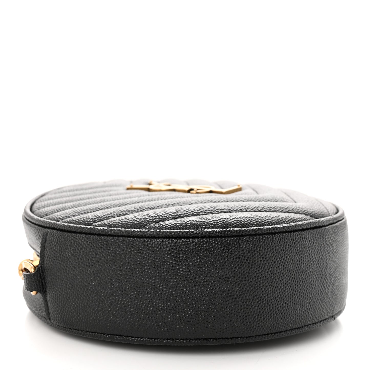 Grain De Poudre Matelasse Chevron Quilted Round Vinyle Camera Bag Black