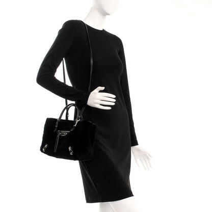 Balenciaga Shearling Silver Metallic Edge Hardware Papier Mini A4 Tote Black 3 of 9